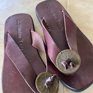 Leather sandals purchased at J Crew. Size 8 Brown. Worn one time.